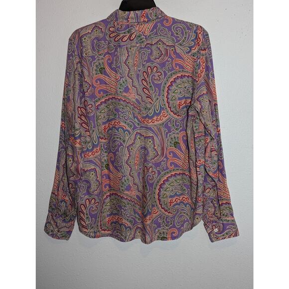 Lauren Ralph Lauren 100% Linen Paisley Button Down Shirt Lilac Red size S - Picture 4 of 6